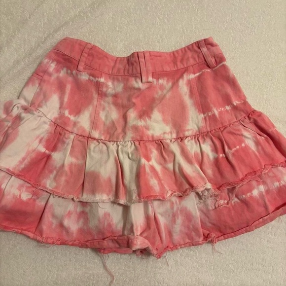 LoveShackFancy Pink and White Ruffle Mini Skirt - Picture 6 of 6
